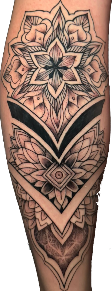 geometric leg tattoo